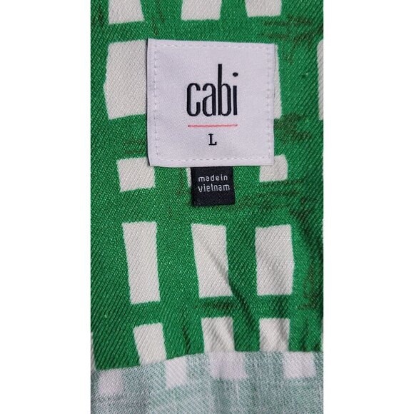 Cabi CIRCUit Green & White Linen Trench Coat Jacket or Dress Size Large - Picture 12 of 12